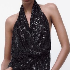 Zara | Tops | Zara Sequin Halter Top Size Medium | Poshmark